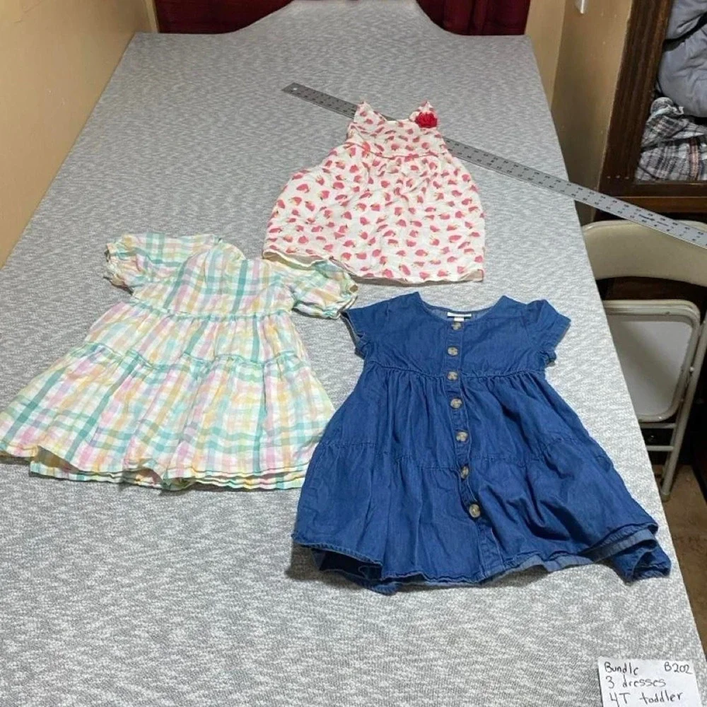 3 toddler girls dresses  bundle size 4T. SKU-B202#toddler